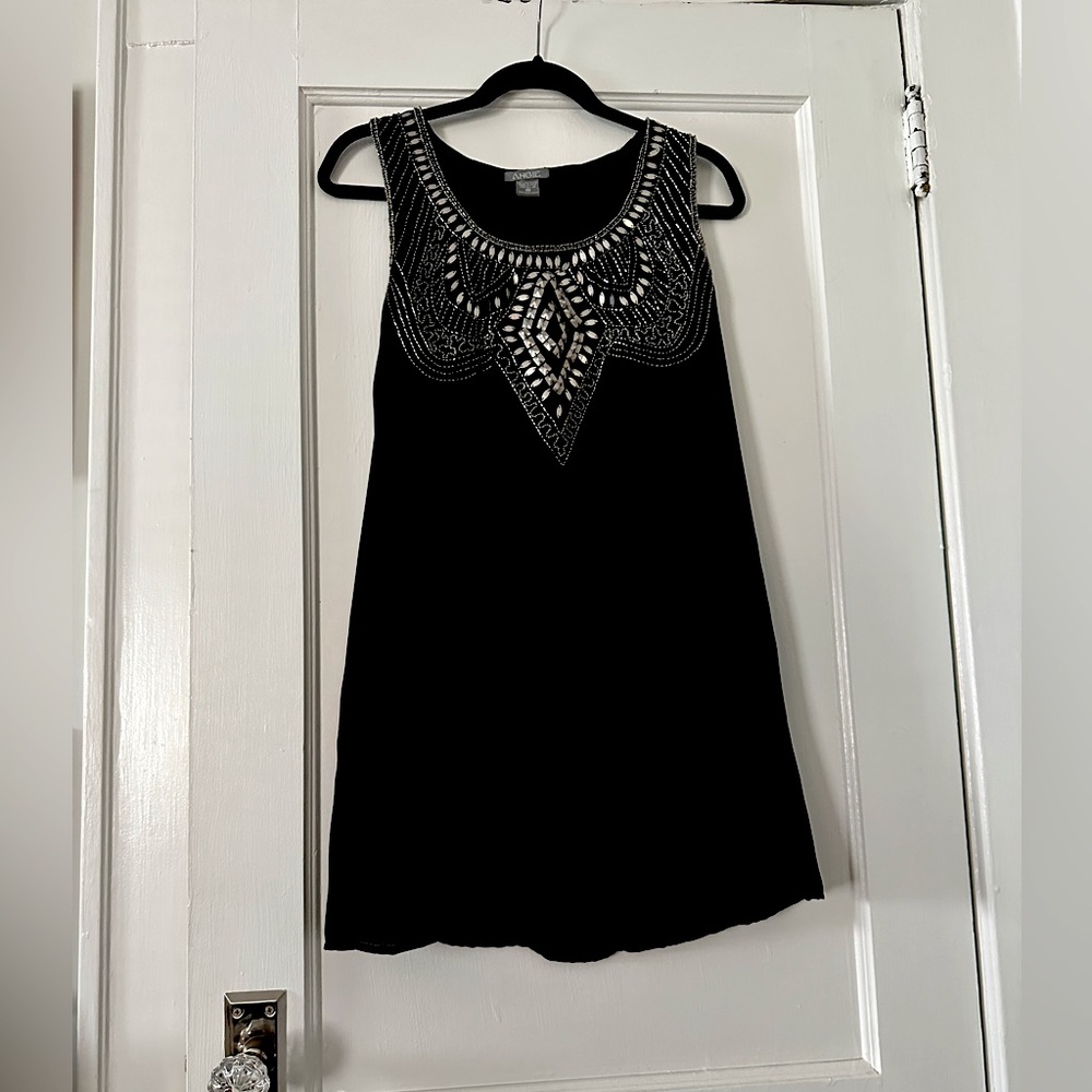 Black and silver beaded mini dress Size S